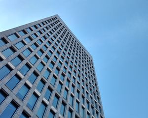 Preview wallpaper building, bottom view, architecture, windows, sky