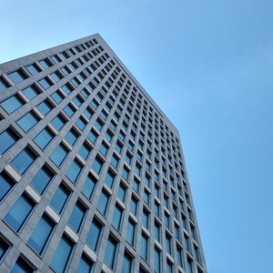 Preview wallpaper building, bottom view, architecture, windows, sky