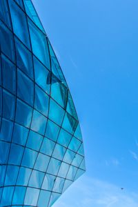 Preview wallpaper building, bottom view, architecture, glass, sky, blue