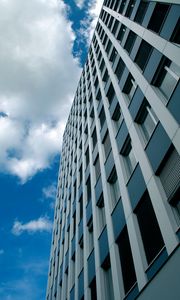 Preview wallpaper building, bottom view, architecture, windows, sky, facade