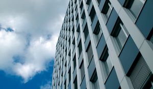 Preview wallpaper building, bottom view, architecture, windows, sky, facade