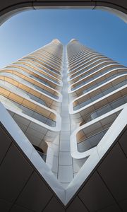 Preview wallpaper building, bottom view, architecture, window, sky, facade