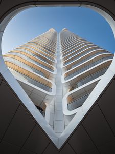 Preview wallpaper building, bottom view, architecture, window, sky, facade