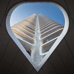 Preview wallpaper building, bottom view, architecture, window, sky, facade