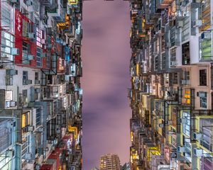 Preview wallpaper building, bottom view, balcony, sky