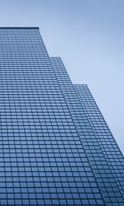 Preview wallpaper building, bottom view, blue, facade, lines