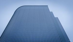 Preview wallpaper building, bottom view, blue, facade, lines