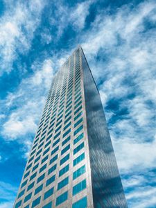 Preview wallpaper building, bottom view, facade, skyscraper