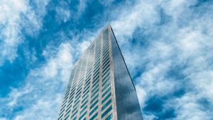 Preview wallpaper building, bottom view, facade, skyscraper