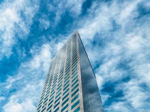 Preview wallpaper building, bottom view, facade, skyscraper