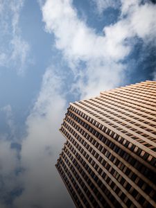 Preview wallpaper building, bottom view, facade, sky