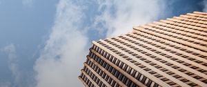 Preview wallpaper building, bottom view, facade, sky