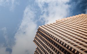 Preview wallpaper building, bottom view, facade, sky