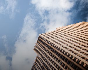 Preview wallpaper building, bottom view, facade, sky