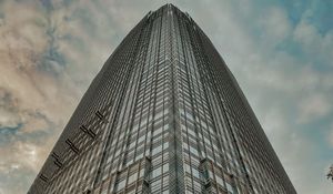 Preview wallpaper building, bottom view, facade, glass