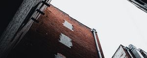 Preview wallpaper building, bottom view, facade, brick