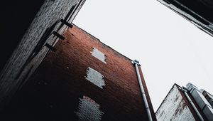 Preview wallpaper building, bottom view, facade, brick