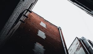 Preview wallpaper building, bottom view, facade, brick