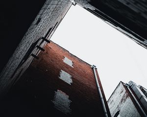 Preview wallpaper building, bottom view, facade, brick