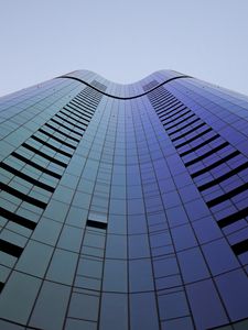 Preview wallpaper building, bottom view, facade, blue