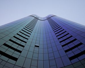 Preview wallpaper building, bottom view, facade, blue