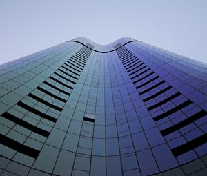 Preview wallpaper building, bottom view, facade, blue