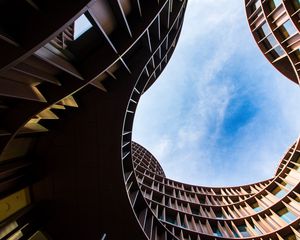 Preview wallpaper building, bottom view, facade, sky, architecture, windows