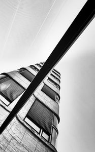 Preview wallpaper building, bottom view, facade, black and white