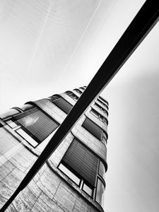 Preview wallpaper building, bottom view, facade, black and white