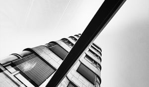 Preview wallpaper building, bottom view, facade, black and white