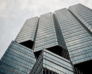 Preview wallpaper building, bottom view, glass, architecture