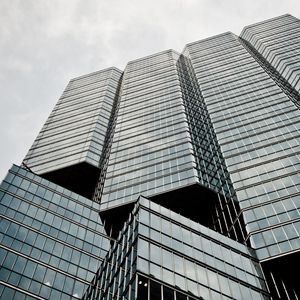 Preview wallpaper building, bottom view, glass, architecture