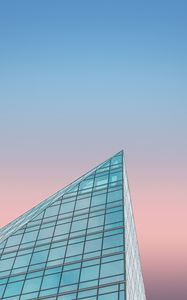 Preview wallpaper building, bottom view, gradient, sky
