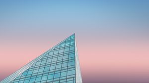 Preview wallpaper building, bottom view, gradient, sky