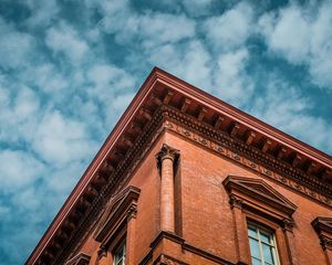 Preview wallpaper building, bottom view, sky, roof