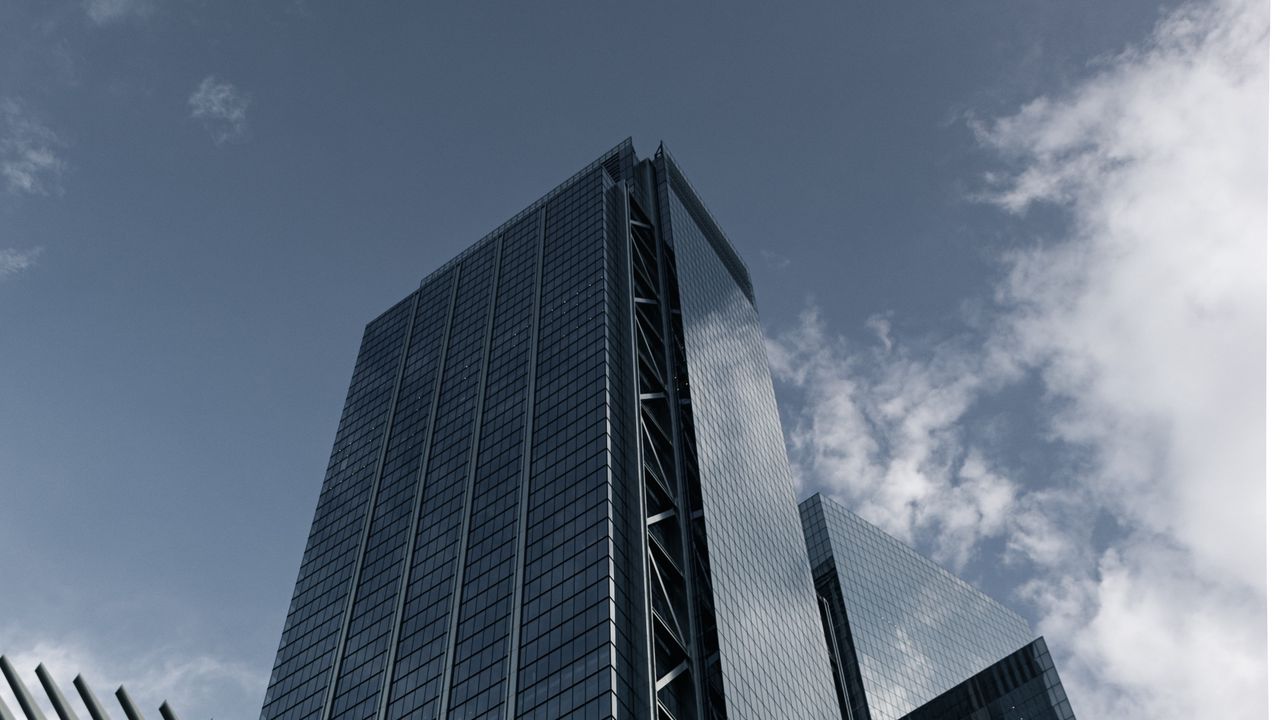 Wallpaper building, bottom view, skyscraper, architecture