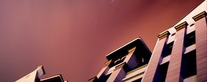 Preview wallpaper building, bottom view, stars, distortion, sky