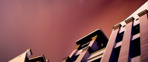 Preview wallpaper building, bottom view, stars, distortion, sky