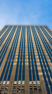Preview wallpaper building, bottom view, stripes, golden, architecture