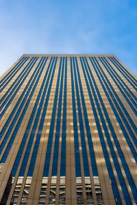 Preview wallpaper building, bottom view, stripes, golden, architecture