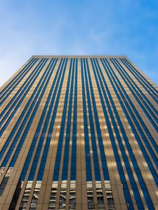 Preview wallpaper building, bottom view, stripes, golden, architecture