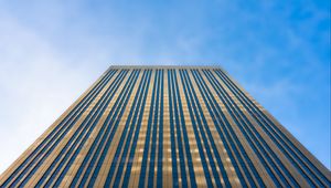 Preview wallpaper building, bottom view, stripes, golden, architecture