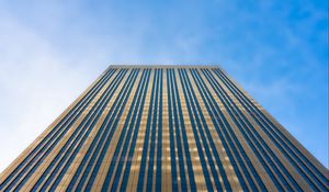 Preview wallpaper building, bottom view, stripes, golden, architecture