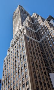 Preview wallpaper building, bottom view, windows, sky, architecture