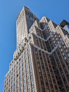 Preview wallpaper building, bottom view, windows, sky, architecture