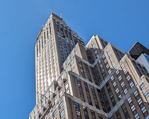 Preview wallpaper building, bottom view, windows, sky, architecture