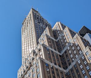 Preview wallpaper building, bottom view, windows, sky, architecture