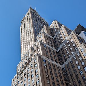 Preview wallpaper building, bottom view, windows, sky, architecture