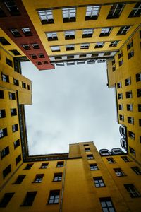 Preview wallpaper building, bottom view, windows, sky