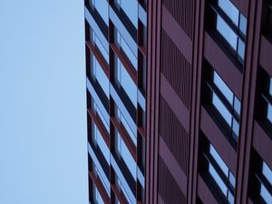 Preview wallpaper building, bottom view, windows, facade